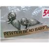 Image 1 : Pair of Pewter beads - shaped like baby seals