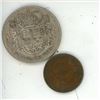 Image 1 : 1950 Canada 50 cent coin + 1950 British Farthing