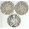 Image 1 : 1962,1964,1966 Canada 50 cent Coins