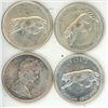 Image 1 : 4x 1867-1967 Canada quarters - 3 are cougar coins