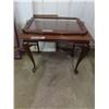 Image 3 : wooden coffee table 28"x18"x24.25" & wood/glass serving tray 26.5"x19"