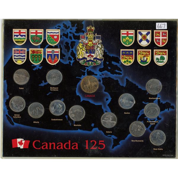 1992 Canadian 125th Anniversary provincial 25 cent coin set