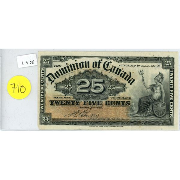 1900 Dominion of Canada 25¢ Shinplaster