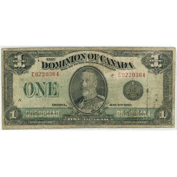 1923 Dominion of Canada one dollar $1.00 bill