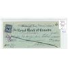 Image 1 : Royal Bank of Canada Markinch, Sask. cancelled cheque. Dated 1927 in the amount of $10.00. Payable t