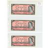 Image 1 : Lot of 3 Consecutive Serial Number 1954 $2 notes. Modified Portrait. Lawson-Bouey signatures. V/G Pr