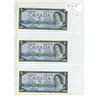 Image 1 : Lot of 3 Consecutive Serial Number 1954 $5 notes. Modified Portrait. Bouey-Rasminsky signatures. S/X