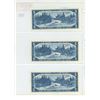 Image 2 : Lot of 3 Consecutive Serial Number 1954 $5 notes. Modified Portrait. Bouey-Rasminsky signatures. S/X