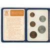 Image 1 : Britain’s First Decimal Coins. 5-coin set as issued by the Royal Mint. Housed in its folder of issue