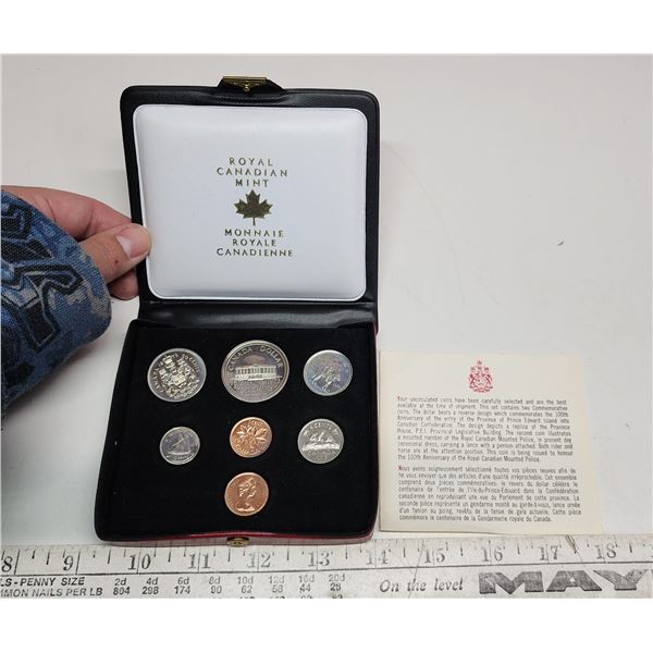 1973 Double Cent Nickel Custom Set. 7-coin set includes 2 Cents. Mintage of 49,376. Housed in its re