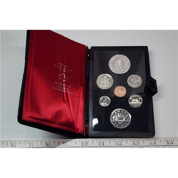 1977 Double Dollar Specimen Set. 7-coin set includes Silver Dollar that commemorates the 25th Annive