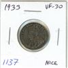 Image 1 : 1933 Canadian Nickel 5 Cents. VF-30. Nice.