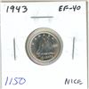 Image 1 : 1943 Canadian Silver 10 Cents. Issued during World War II. EF-40. Nice.
