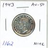 Image 1 : 1943 Canadian George VI Silver 25 Cents. Issued during World War II. AU-50. Nice.