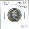 Image 1 : 1965 Canadian Silver 25 Cents. MS-64. Cameo. Nice.