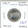 Image 1 : 1967 Diving Cougar Silver 25 Cents. MS-63. Scarce.