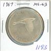 Image 1 : 1967 Canadian Silver Dollar. Centennial. MS-63. Nice.
