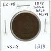 Image 1 : Lower Canada 1812 Tiffin Half Penny Pre-Confederation Token. LC-48. VG-8.