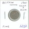 Image 1 : Great Britain. 1900 Queen Victoria Silver 3 Pence. Fine.