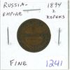 Image 1 : Russia – Empire. 1894 2 Kopeks. Fine.