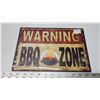 Image 1 : "Warning: bbq zone" sign - 8x10