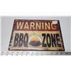 Image 1 : "Warning: bbq zone" sign - 8x10