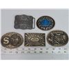 Image 1 : 5 Assorted buckles with advertising – 3 solid brass.