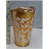 Image 3 : Amber Depression glass water pitcher with painted floral designs