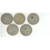 Image 2 : 5 silver Canadian Quarters -1953,1962,19656,1966