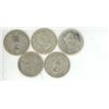 Image 2 : 5 silver Canadian Quarters -1959,1964,1867-1965 cougar