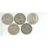 Image 2 : 5 silver Canadian Quarters - 1952,1963,1965,1966,