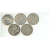 Image 1 : 5 silver Canadian Quarters - 1956,1867-1967 cougar,1960,1964,1966