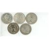Image 2 : 5 silver Canadian Quarters - 1956,1867-1967 cougar,1960,1964,1966