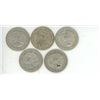 Image 2 : 5 silver Canadian Quarters - 1961,1962,1964,1966