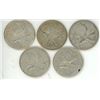 Image 1 : 5 silver Canadian quarters - 1962,1964,1966