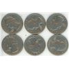 Image 1 : 6 USA silver quarters - 1965