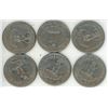 Image 2 : 6 USA silver quarters - 1965