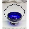 Image 2 : 2 Colbat Blue Glass Sugar Dishes with Spoon Rest