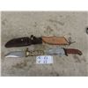 Image 1 : 2 Hunting Knives - Both with Holsters ; Schrade USA 10" & ? Spain 10.5" 