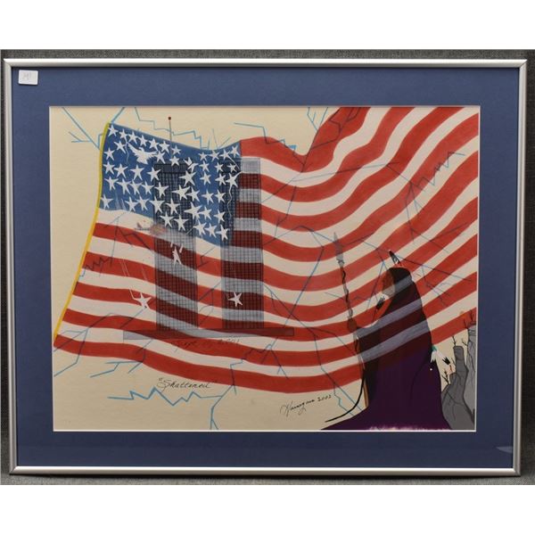 PLAINS INDIAN PAINTING (SIGNED)