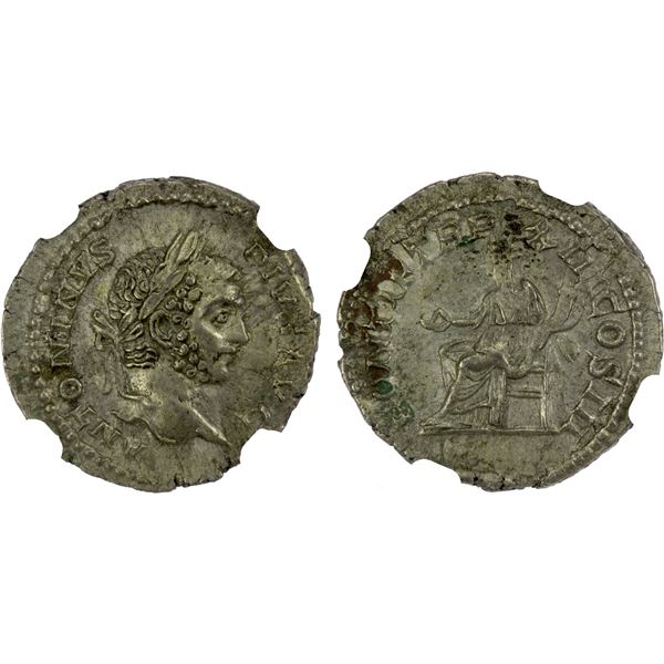 ROMAN EMPIRE: Caracalla, 198-217 AD, AR denarius (3.94g), Rome, 210 AD, NGC AU