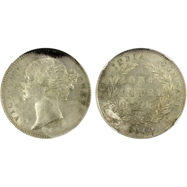 BRITISH INDIA: Victoria, Queen, 1837-1876, AR rupee, 1840(c), NGC MS60
