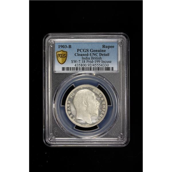 BRITISH INDIA: Edward VII, 1901-1910, AR rupee, 1903-B, PCGS UNC
