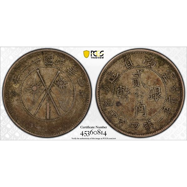 YUNNAN: Republic, AR 20 cents, year 21 (1932), PCGS VF35