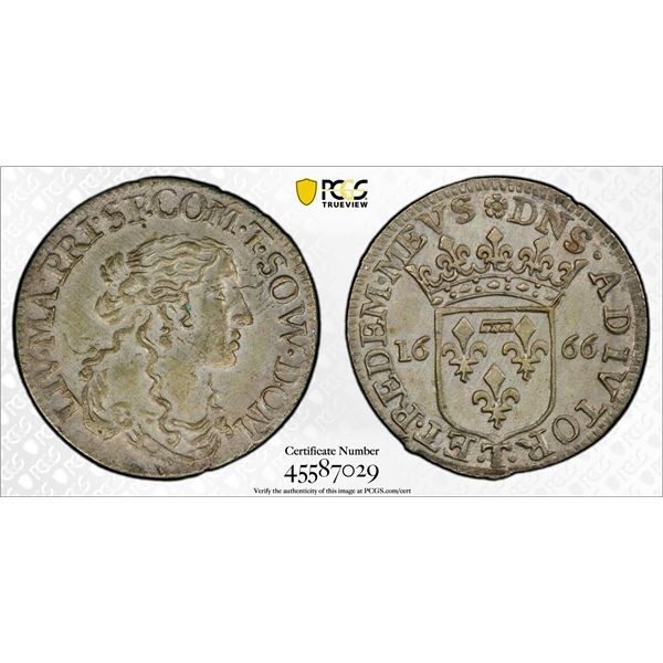 TASSAROLO: Livia Centurioni, 1658-1674, AR luigino, 1666, PCGS AU details