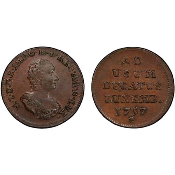 LUXEMBOURG: Joseph II, 1780-1790, AE liard, 1757, PCGS UNC Details
