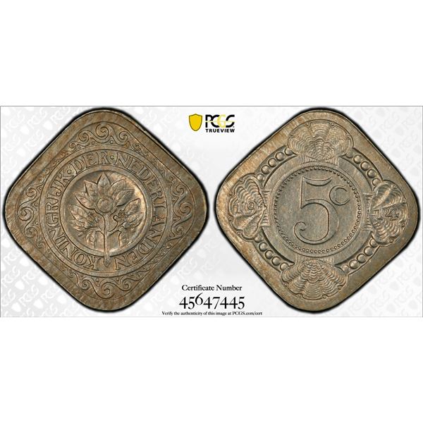 NETHERLANDS: Wilhelmina, 1890-1948, 5 cents, 1914, PCGS MS64