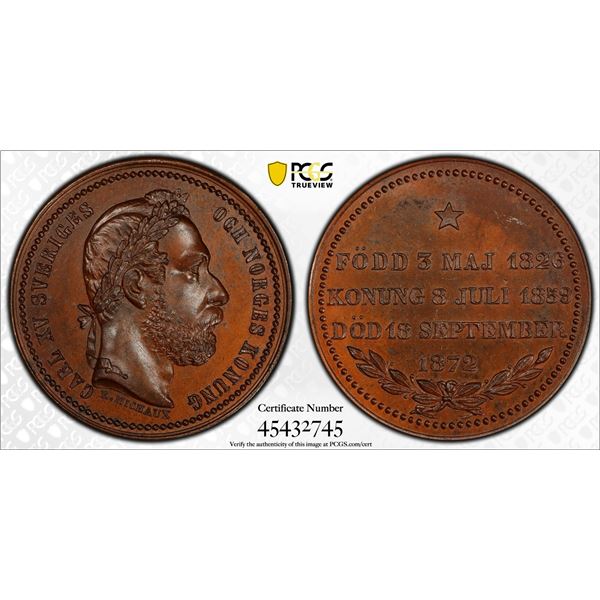 SWEDEN: AE medal, 1872, Specimen 64