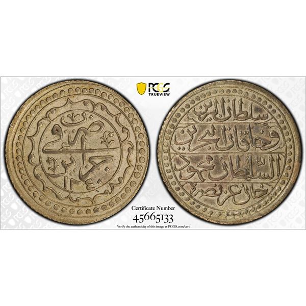ALGIERS: Mahmud II, 1808-1830, AR budju, Jaza'ir, AH1240, PCGS AU53