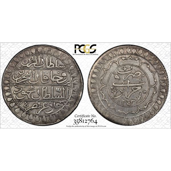 ALGIERS: Mahmud II, 1808-1830, AR 2 budju, Jaza'ir, AH1242, PCGS XF45